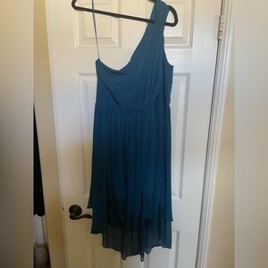 Max & Cleo Teal One-Shoulder Dress